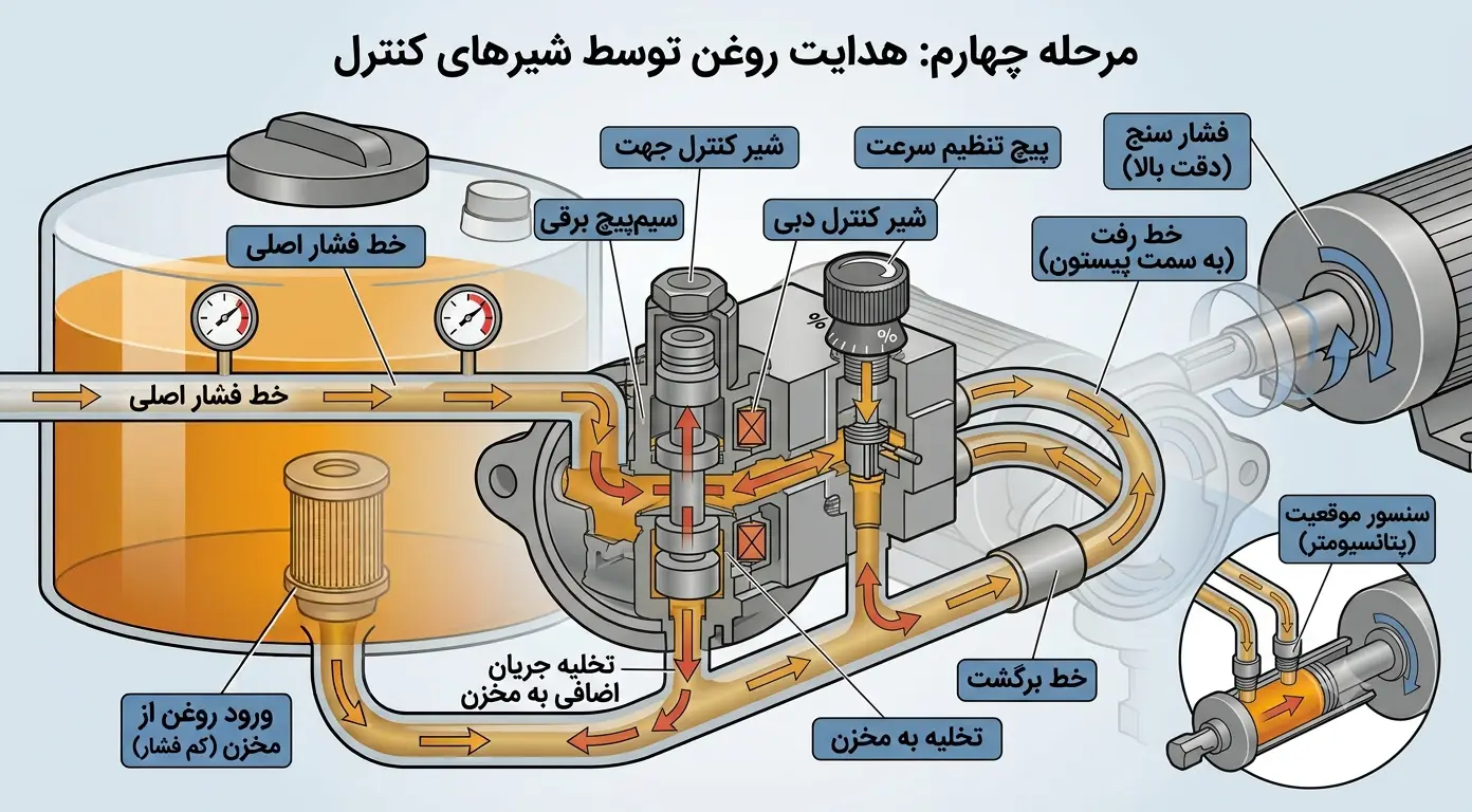 Oil guidance by control valves